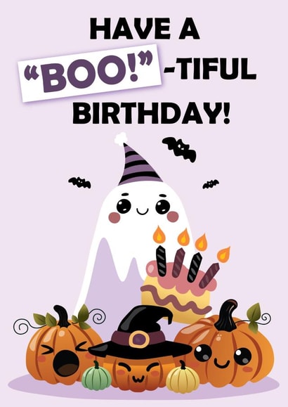 Cute Birthday Card - Halloween Birthday - Ghost - Pun created by Honey Mushroom Club