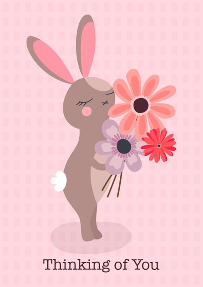 Cute Thinking Of You Card - Rabbit - Flowers created by EllaBellaBlue