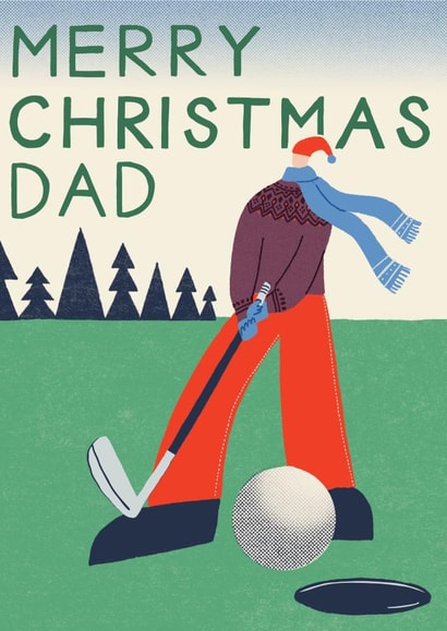 Retro Christmas Card - For Dad - Golf created by Laura Darrington Design Ltd.