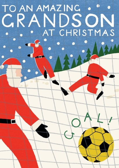 Retro Christmas Card - For Grandson - Football Santa created by Laura Darrington Design Ltd.
