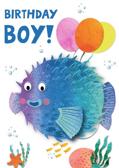 Cute Birthday Card - For Him - Puffer Fish created by Rocket68