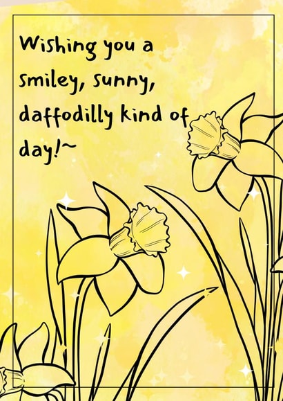 Fun Daffodil Inspired Card with Floral Lineart and Watercolors created by JoileFleurViolette101