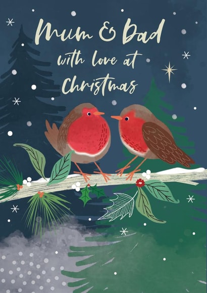 Classic Christmas Card - For Mum & Dad - Robins created by Laura Darrington Design Ltd.