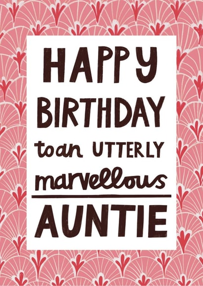 Pretty Birthday Card - Marvellous Auntie - Typography created by Alice Mole Illustration