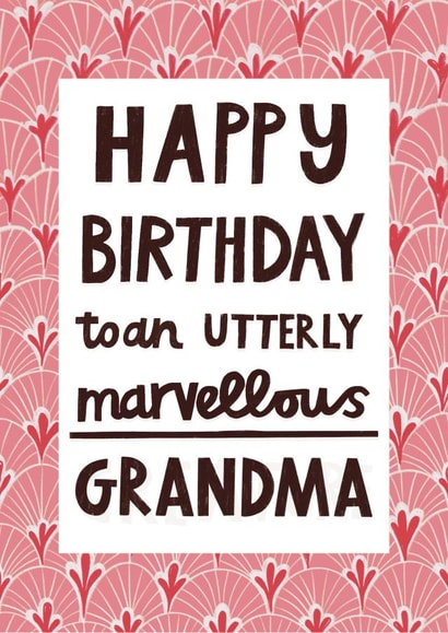 Pretty Birthday Card - Marvellous Grandma - Typography created by Alice Mole Illustration