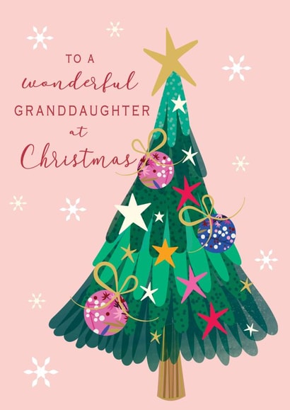 Classic Christmas Card - For Granddaughter - Christmas Tree created by Laura Darrington Design Ltd.