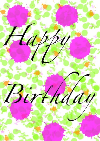 Splashy happy birthday card created by Hannah Wilkinson-Jones