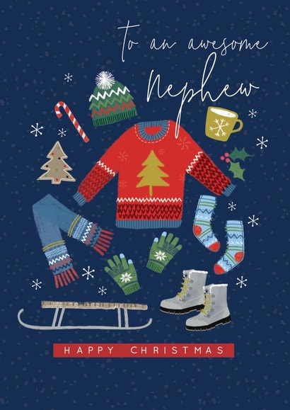 Classic Christmas Card - Awesome Nephew - Festive Items created by Laura Darrington Design Ltd.