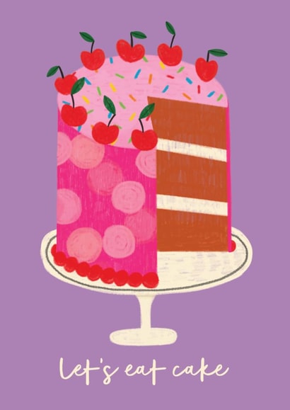 Cute Birthday Card - Eat Cake - Purple created by AbiGoLucky
