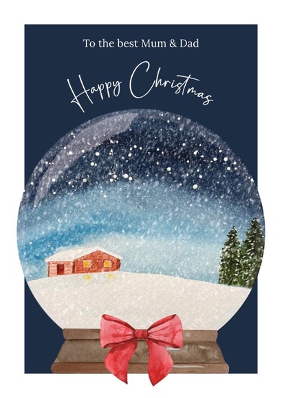 Classic Christmas Card - To Mum & Dad - Snow Globe created by Heather Trefusis Art