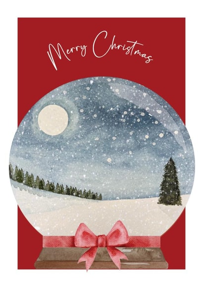 Classic Christmas Card - Merry Christmas - Snow Globe created by Heather Trefusis Art
