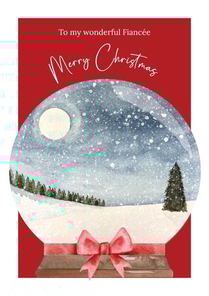 Classic Christmas Card - For Fiancee - Snow Globe created by Heather Trefusis Art