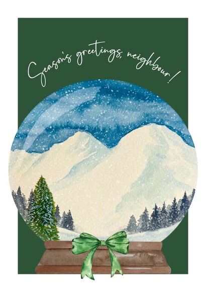 Classic Christmas Card - Neighbour - Snow Globe created by Heather Trefusis Art