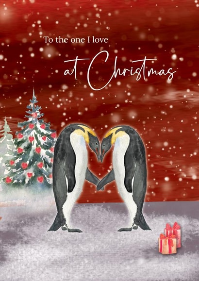 Classic Christmas Card - To The One I Love - Penguins created by Heather Trefusis Art