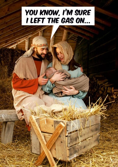 Funny Christmas Card - Nativity Scene - Jesus, Mary and Joseph created by Dean Morris Cards