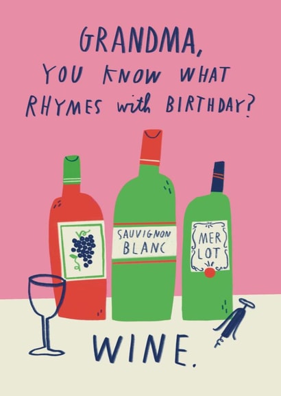 Funny Birthday Card - For Grandma - Wine created by Alice Mole Illustration