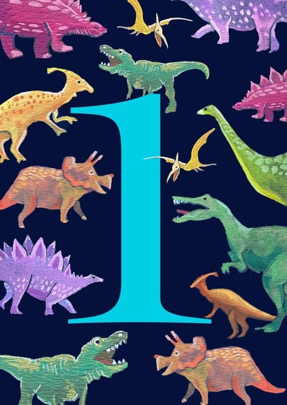 Cute 1st Birthday Card - Dinosaurs created by While Sadie Sleeps