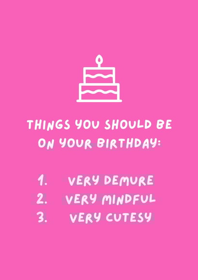 Funny Birthday Card - TikTok Very Demure Very Mindful Very Cutesy Jools Lebron created by Yeah Babe