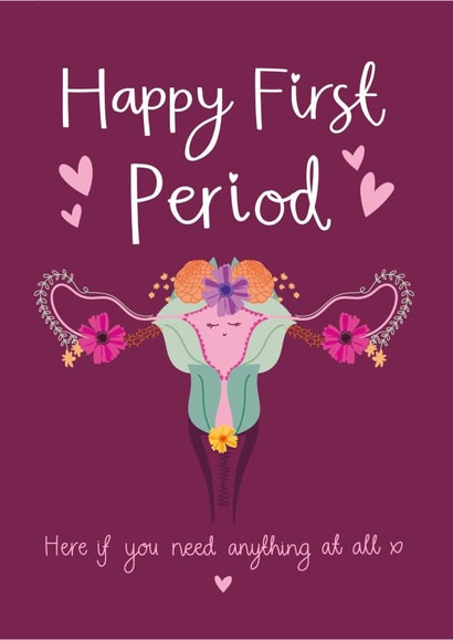Pretty First Period Card - Uterus - Floral created by Two For Joy Illustration