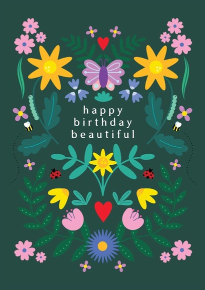Pretty Birthday Card - Floral - Happy Birthday Beautiful created by Jessica Rachel Sharp