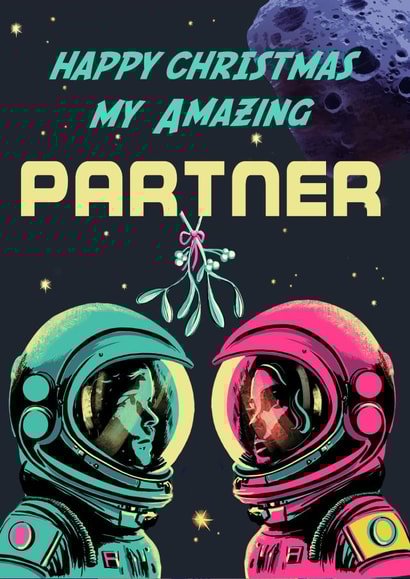 Arty Christmas Card - For Partner - Astronauts - Space created by Rocket68