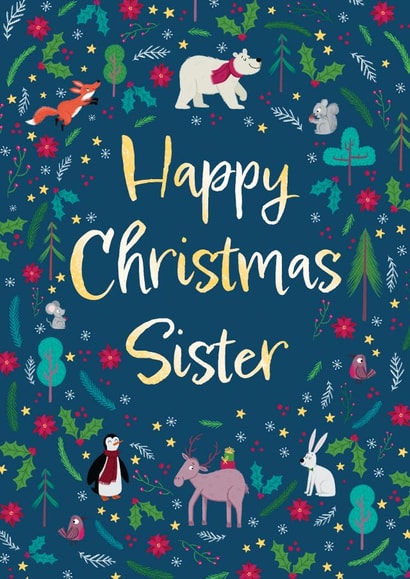 Cute Christmas Card - For Sister - Festive Foliage created by Hannah Jayne Lewin