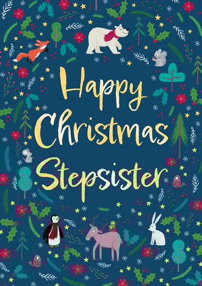 Cute Christmas Card - For Stepsister- Festive Foliage created by Hannah Jayne Lewin