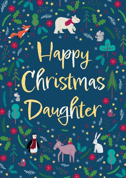Cute Christmas Card - For Daughter - Festive Foliage created by Hannah Jayne Lewin