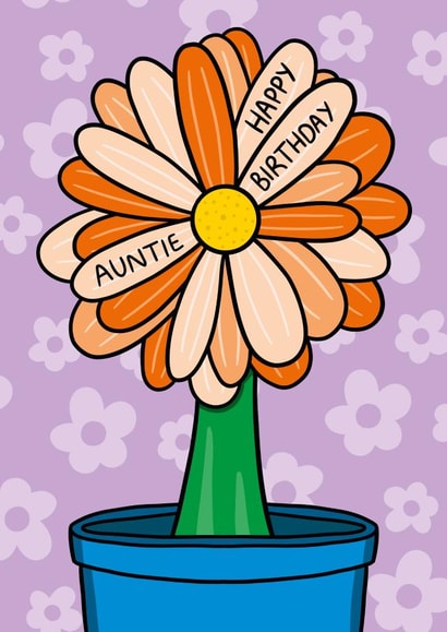 Cute Birthday Card - For Auntie - Flower created by TeePee Creations