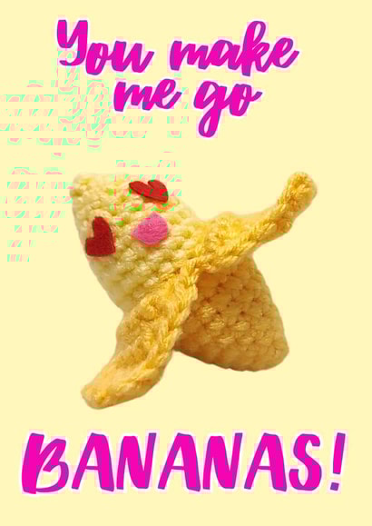 Cute Anniversary/ Valentine's Card - You make me go bananas! created by Moira Allen