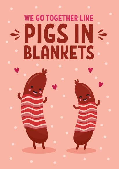 Cute Christmas Card - Pigs In Blankets - Hearts created by Blush & Blossom 