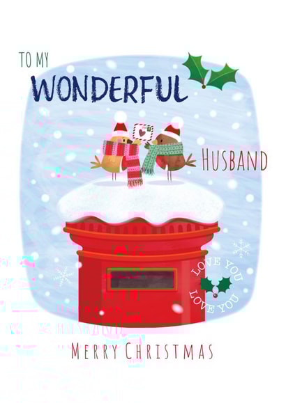 Cute Christmas Card - For Husband - Robins created by Sarah Pitt