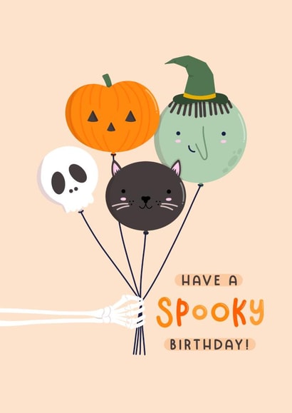 Cute Birthday Card - Spooky - Halloween Balloons created by Joanne Hawker
