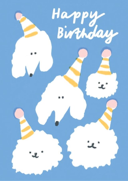 Cute Birthday Card - Dogs In Party Hats - Fluffy created by Leanne McBrien