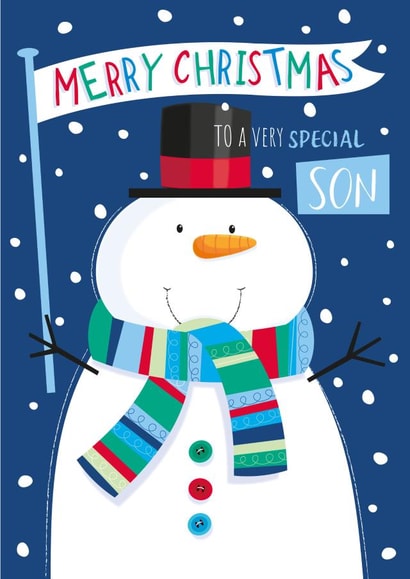 Cute Christmas Card - For Son - Snowman created by Sarah Pitt