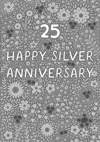 Pretty Anniversary Card - 25th - Silver - Floral created by Pear Tree Press