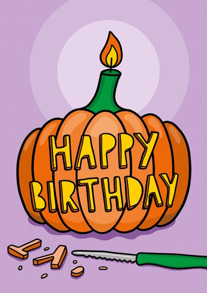 Cute Birthday Card - Pumpkin - October Birthday created by TeePee Creations