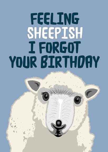 Cute Birthday Card - Sheep - Feeling Sheepish - Belated created by Stephanie Scala