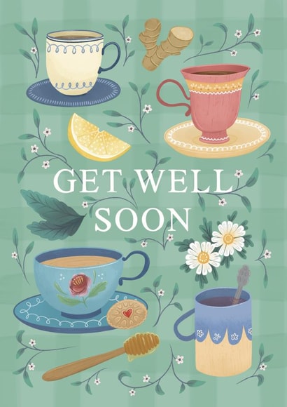 Classic Get Well Card - Mugs - Ginger, Honey & Lemon created by Oh Halibut