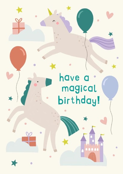 Cute Birthday Card - Unicorns - Magical Birthday created by Zoe Spry
