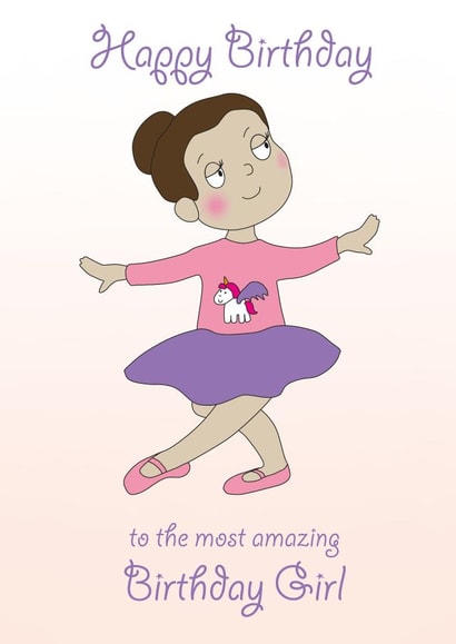 Cute Birthday Card - Ballerina - Amazing Birthday Girl created by Rachel Hsiroc Design