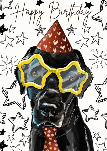 Cute Birthday Card - Dog - Star Sunglasses created by Dotts Yard
