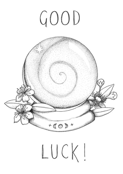 Classic Good Luck Card - Crystal Ball - Myrtle Flowers created by Erratic eel