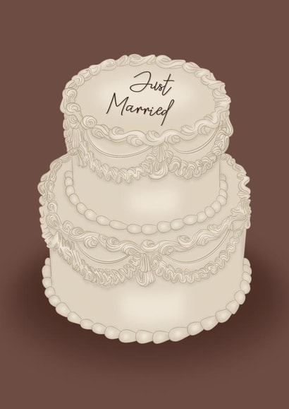Classic Wedding Card - Just Married - Cake created by Serenity Emily