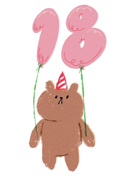 Cute 18th Birthday Card - Bearly Getting By - 18 Balloons created by JOLLY AWESOME