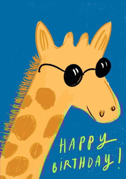 Cute Birthday Card - Cool Giraffe - Sunglasses created by Leanne McBrien