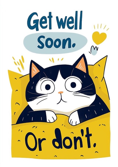 Funny Get Well Card - Cat - Get Well Soon Or Don't created by Koro Cinco