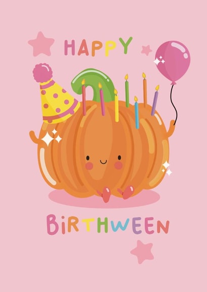 Cute Birthday Card - Halloween Birthday - Pumpkin created by Pri M