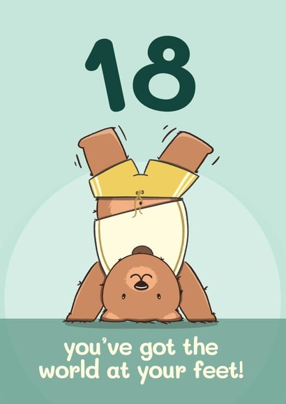 Cute Birthday Card - 18th - Bear created by Bev O'Connor || @oconnordesign