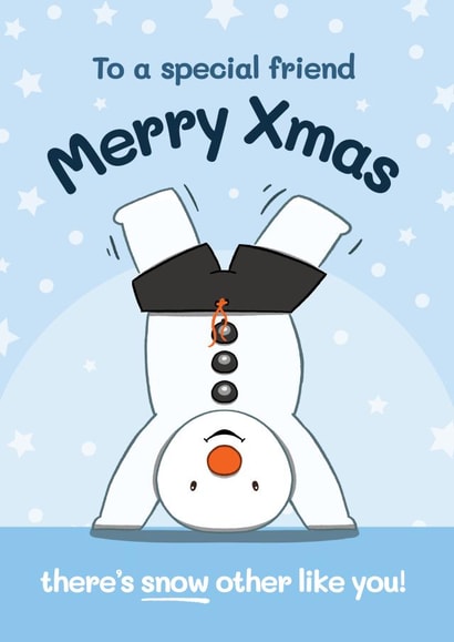 Cute Christmas Card - For Friend - Snowman created by Bev O'Connor || @oconnordesign